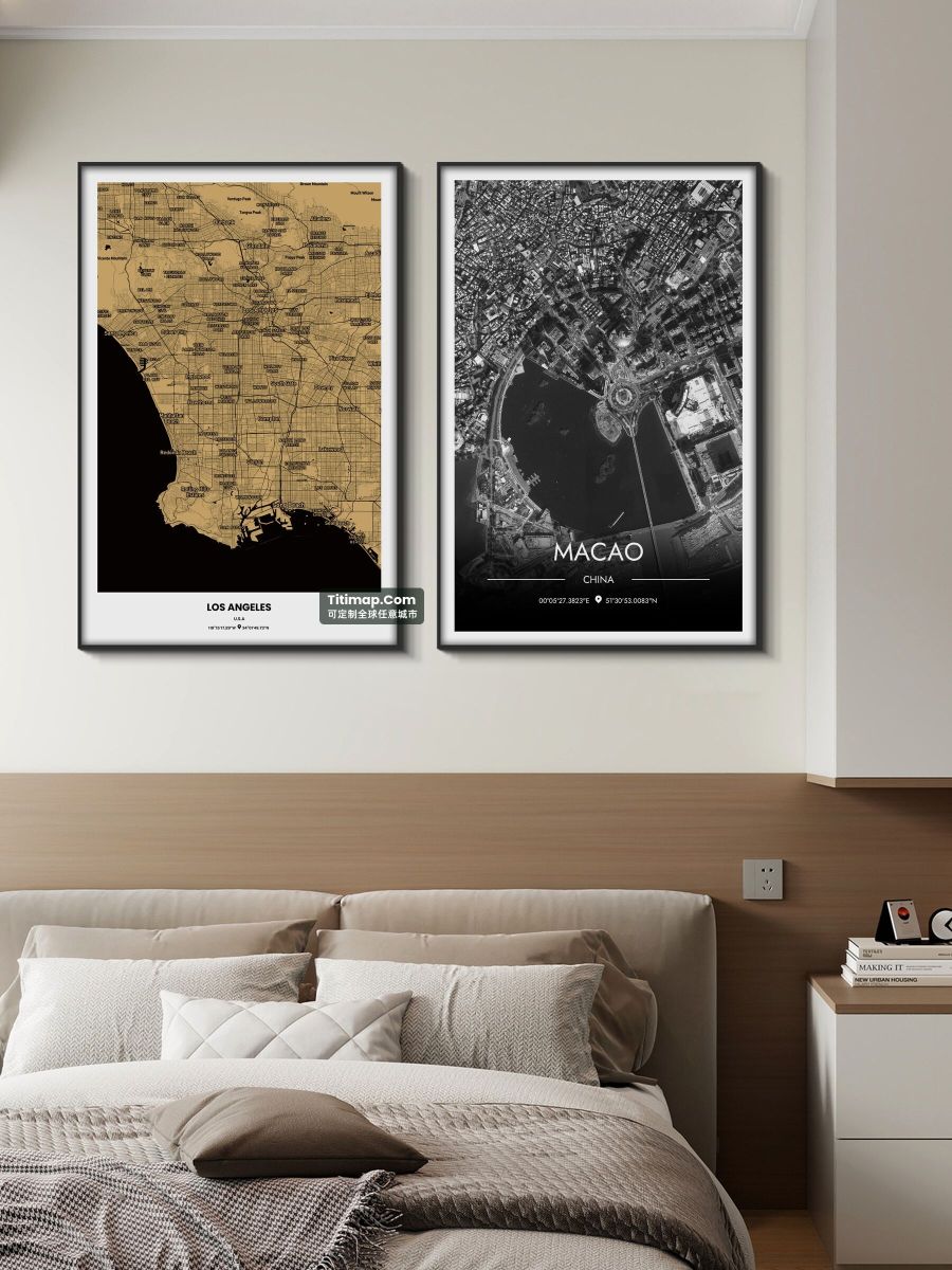 Los Angeles/洛杉矶装饰画地图电子版素材