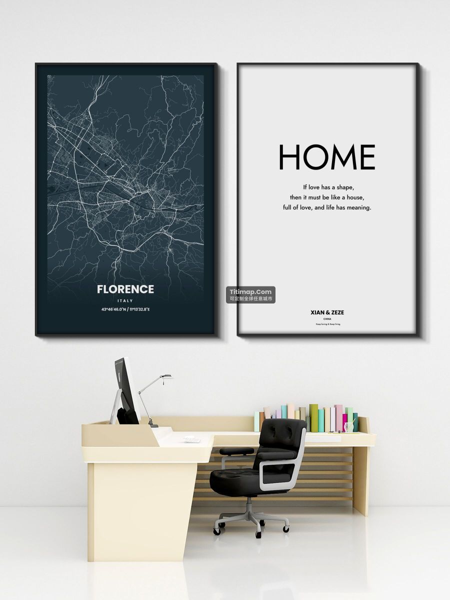 Florence/佛罗伦萨装饰画地图电子版素材