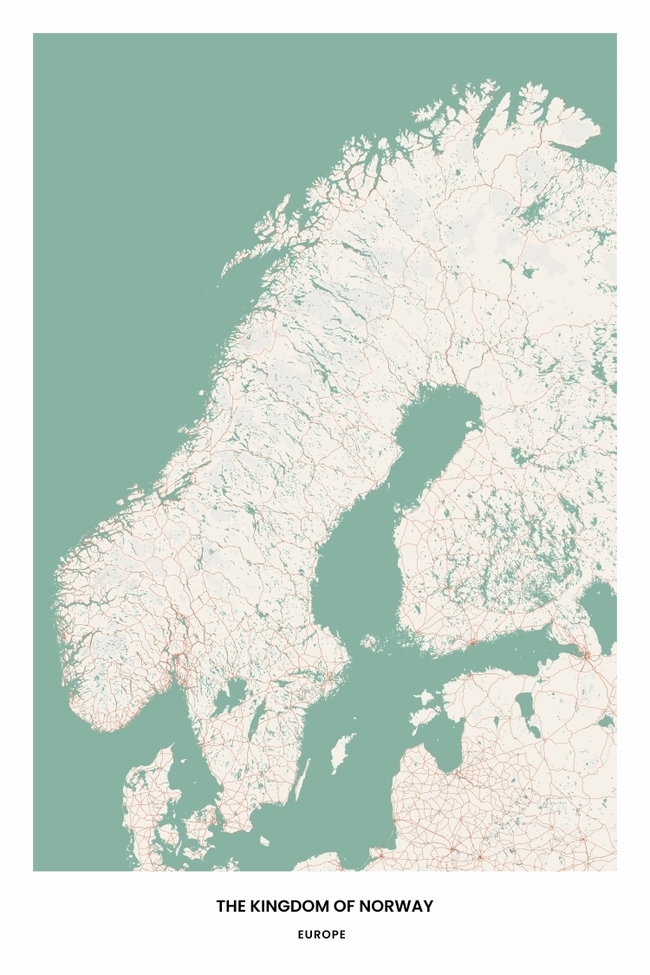The Kingdom of NorwayNorway/挪威地图底图电子版素材