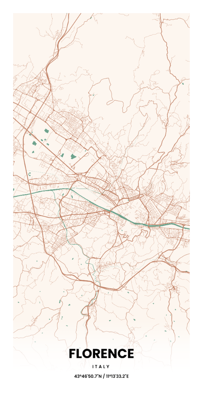 Italy/意大利Florence/佛罗伦萨地图底图电子版素材