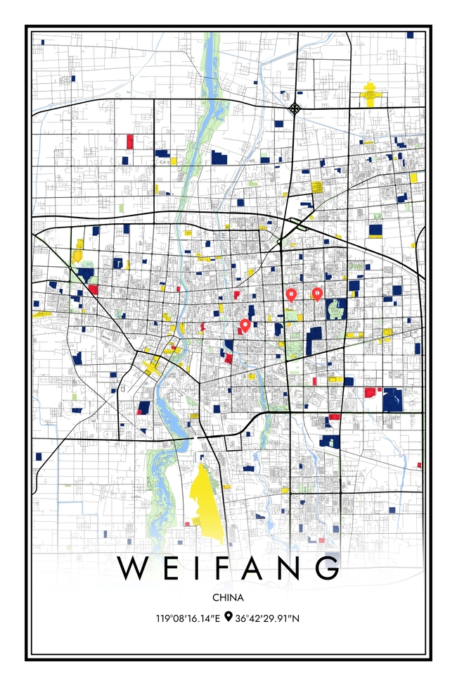 中国潍坊市地图底图电子版素材