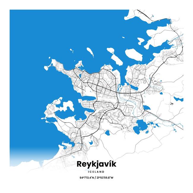 Iceland/冰岛Reykjavík/雷克雅未克地图底图电子版素材