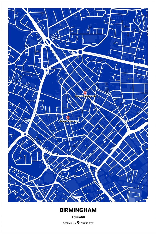 England/英格兰伯明翰 (Birmingham)地图底图电子版素材