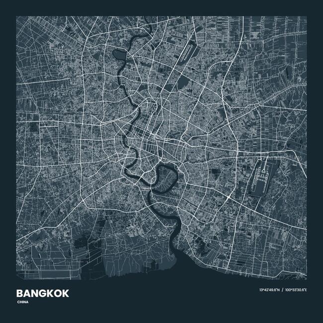 Thailand/泰国Bangkok/曼谷地图底图电子版素材