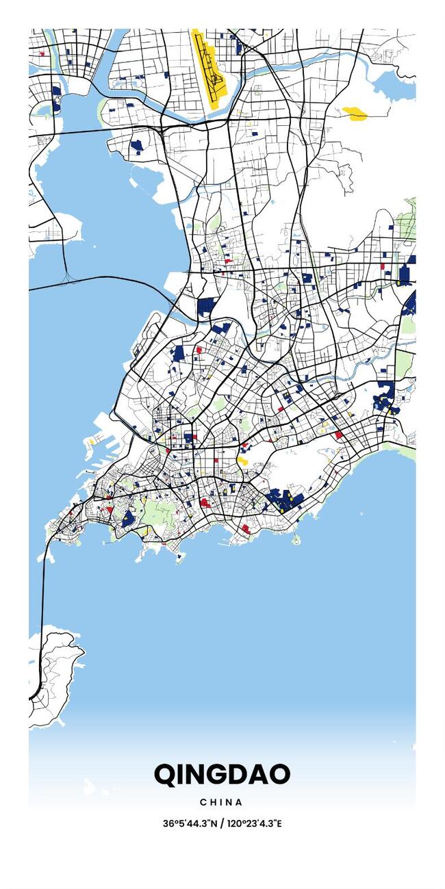 中国青岛市地图底图电子版素材