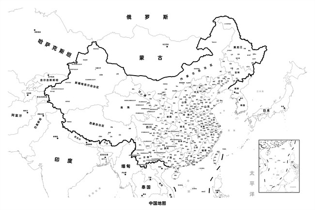 中国 (China)中国 (China)地图底图电子版素材