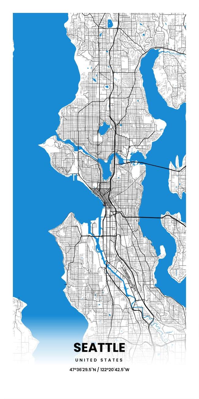 United States/美国Seattle/西雅图地图底图电子版素材