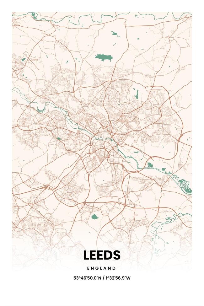 England/英格兰Leeds/利兹地图底图电子版素材