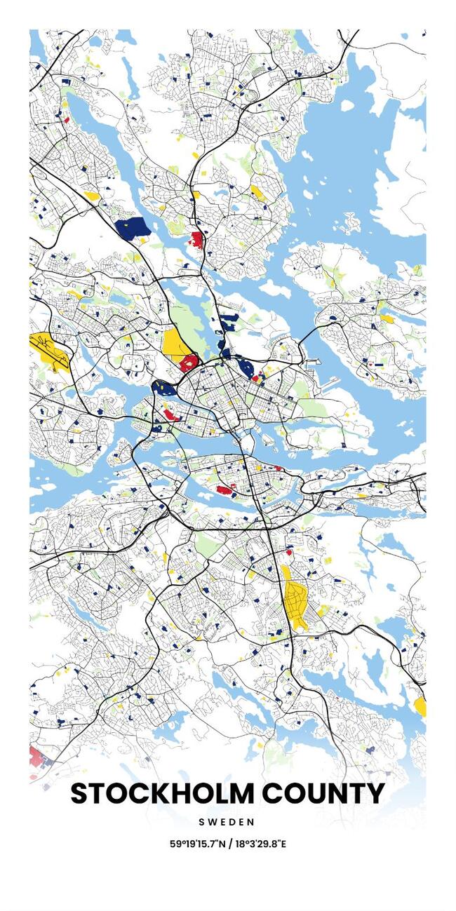Sweden/瑞典Stockholm County/斯德哥尔摩地图底图电子版素材