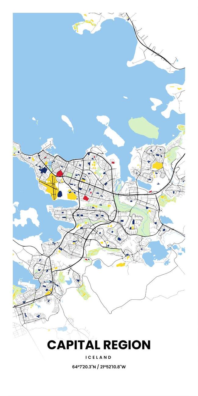 Iceland/冰岛Capital Region/雷克雅未克地图底图电子版素材