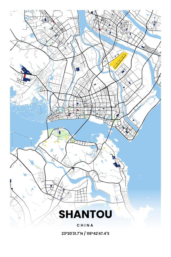 中国汕头市地图底图电子版素材