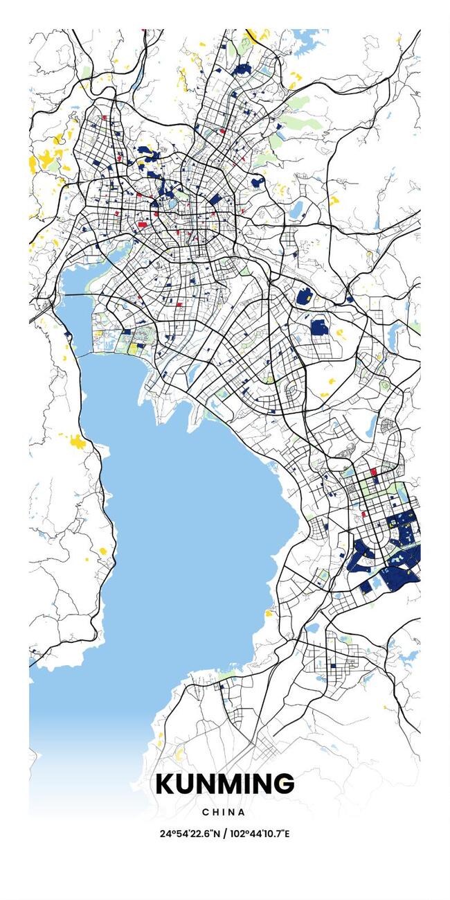 中国昆明市地图底图电子版素材