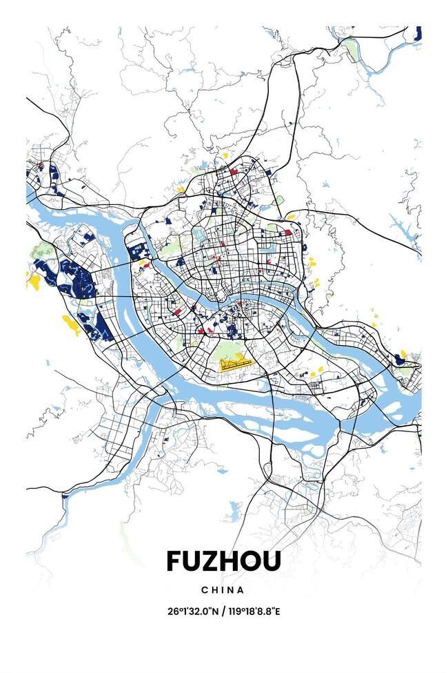 中国福州市地图底图电子版素材