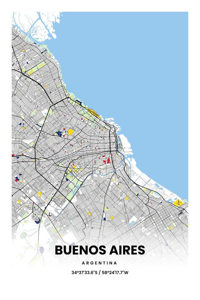 Argentina/阿根廷Buenos Aires City/布宜诺斯艾利斯地图底图电子版素材