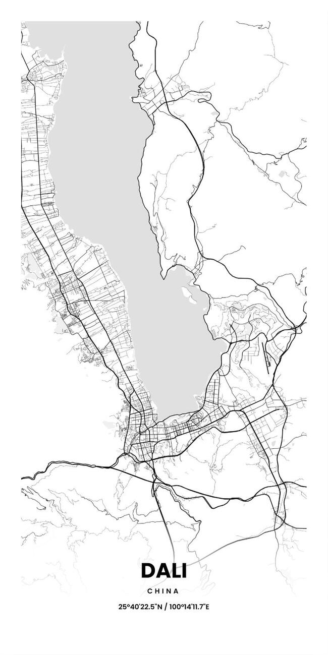中国大理市地图底图电子版素材