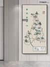 中国云南普洱古茶山地图装饰画电子版素材