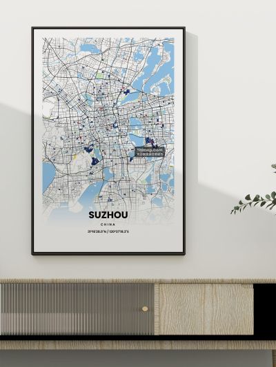 苏州市地图装饰画