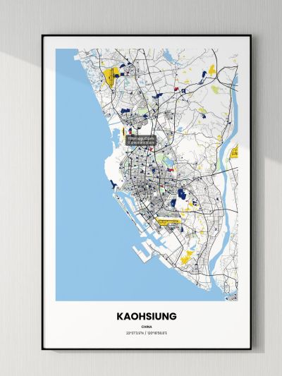 高雄市地图装饰画