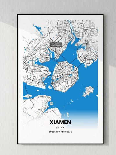 厦门市地图装饰画