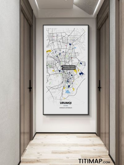 乌鲁木齐市地图装饰画