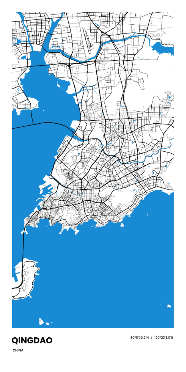 中国青岛市地图底图电子版素材
