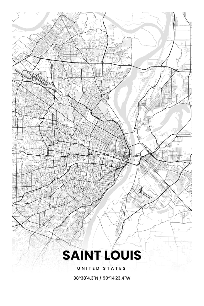 United States/美国Saint Louis City/圣路易斯地图底图电子版素材