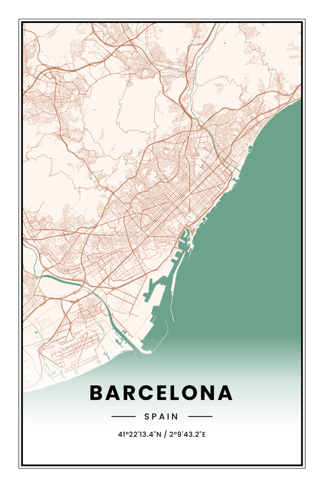 Spain/西班牙Barcelona/巴塞罗那地图底图电子版素材