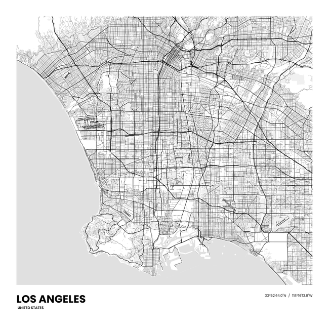 United States/美国Los Angeles/洛杉矶地图底图电子版素材
