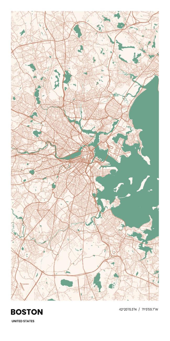 United States/美国Boston/波士顿地图底图电子版素材