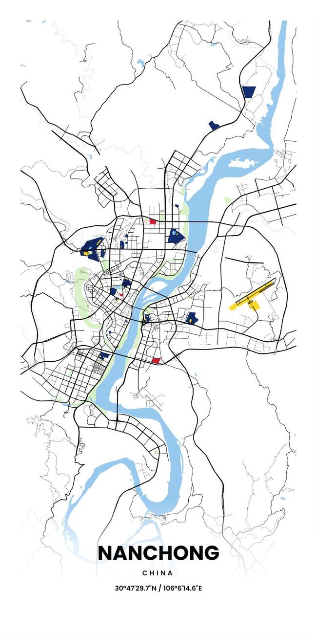 中国南充市地图底图电子版素材