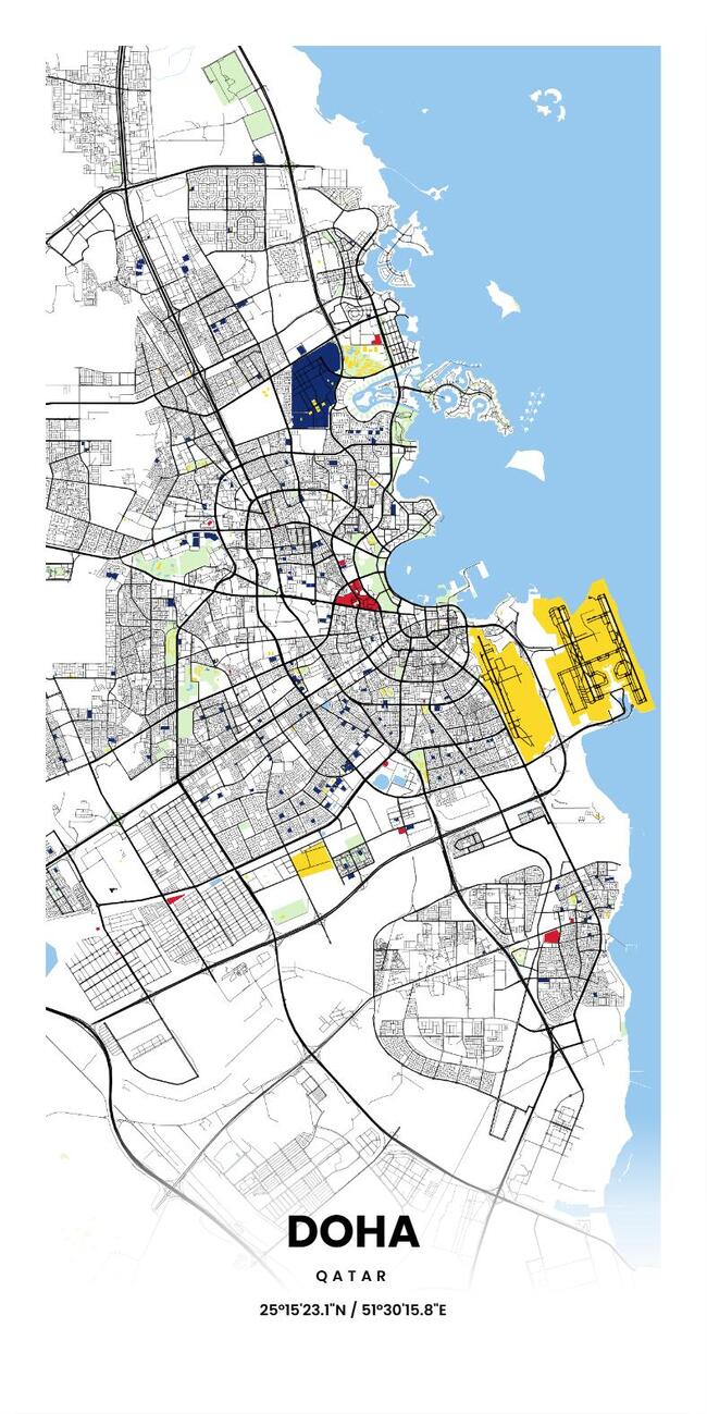 Qatar/卡塔尔Doha/多哈地图底图电子版素材