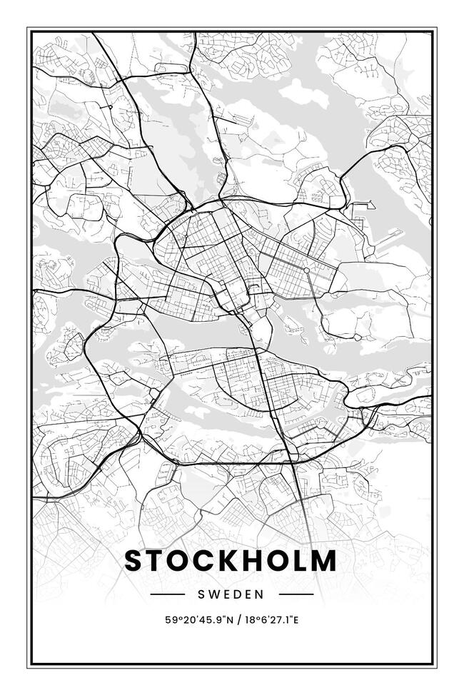 Sweden/瑞典斯德哥尔摩 (Stockholm)地图底图电子版素材
