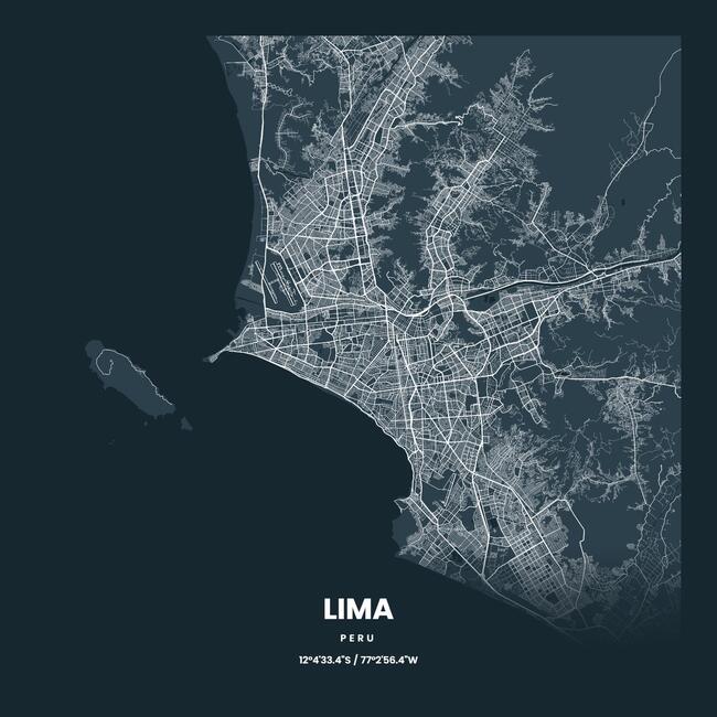 Peru/秘鲁Lima/利马地图底图电子版素材