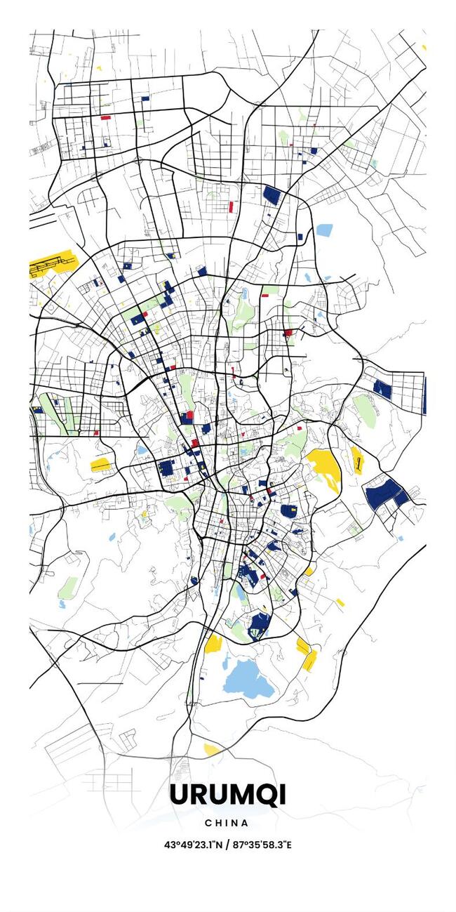 中国乌鲁木齐市地图底图电子版素材