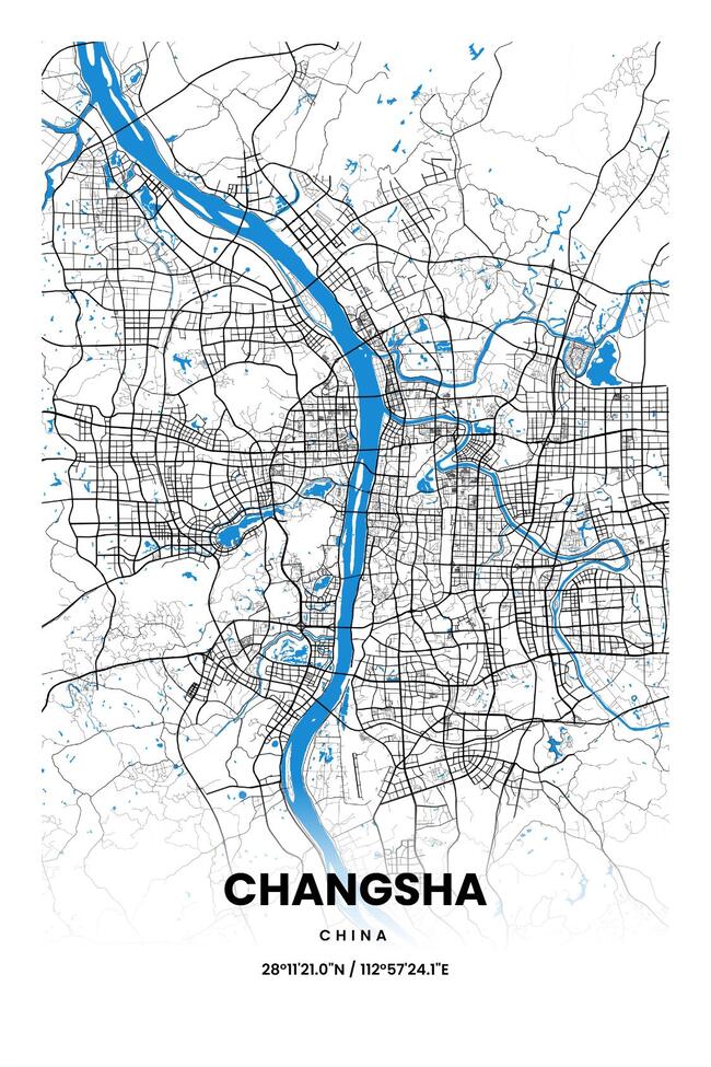 中国长沙市地图底图电子版素材