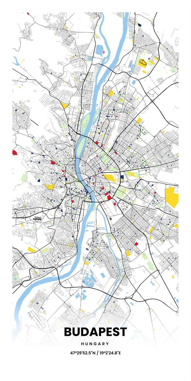 Hungary/匈牙利Budapest/布达佩斯地图底图电子版素材