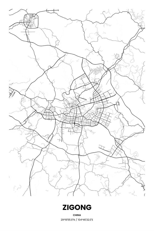中国自贡市地图底图电子版素材