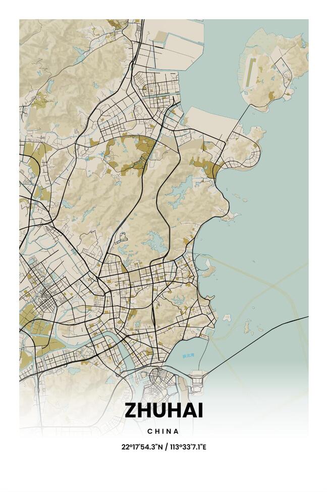 中国珠海市地图底图电子版素材