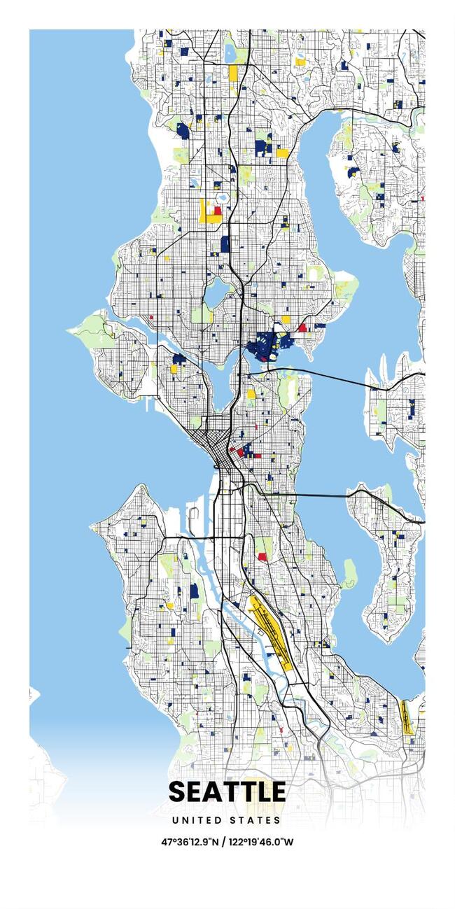 United States/美国Seattle/西雅图地图底图电子版素材
