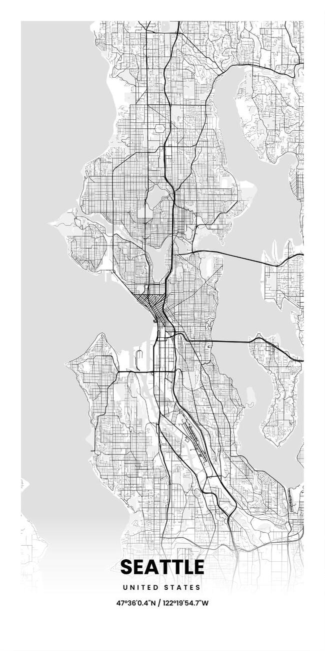 United States/美国Seattle/西雅图地图底图电子版素材
